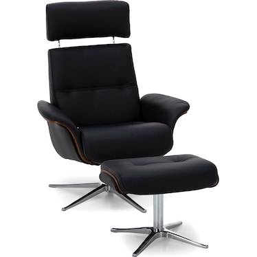 Sydney Leather Swivel Chair And Ottoman Set