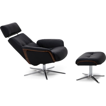 Sydney Leather Swivel Chair And Ottoman Set