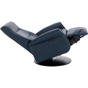 Vianna Leather Extra Large Power Swivel Recliner in Pacific