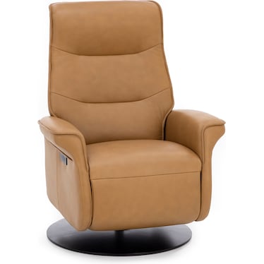 Vianna Leather Large Power Swivel Recliner in Nature