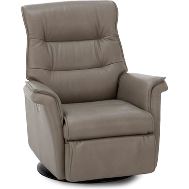 Modern Comfort by Direct Design Cairo Leather Large Fully Loaded Swivel Glider Recliner