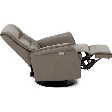 Modern Comfort by Direct Design Cairo Leather Large Fully Loaded Swivel Glider Recliner