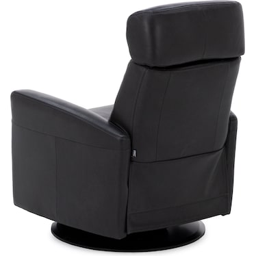 Denver Leather Large Power Recline and Lumbar Swivel Glider with Glide Locker