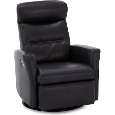 Denver Leather Large Power Recline and Lumbar Swivel Glider with Glide Locker