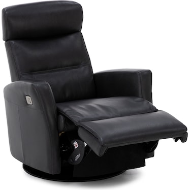 Denver Leather Large Power Recline and Lumbar Swivel Glider with Glide Locker