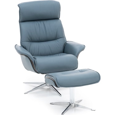 Modern Comfort by Direct Design Celestial Leather Reclining Swivel Chair and Ottoman Set