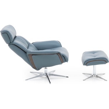 Modern Comfort by Direct Design Celestial Leather Reclining Swivel Chair and Ottoman Set