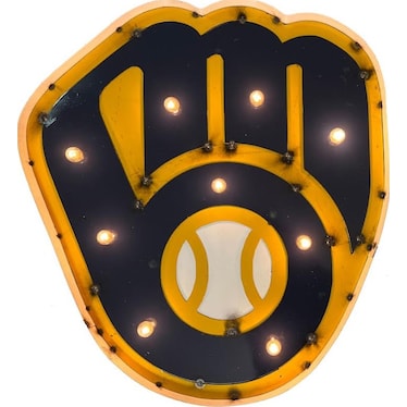 Recycled Metal Brewers Logo Wall Decor with Bulbs 22"W x 24"H