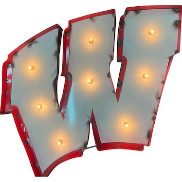 Recycled Metal Wisconsin Logo Wall Decor with Bulbs 22"W x 24"H