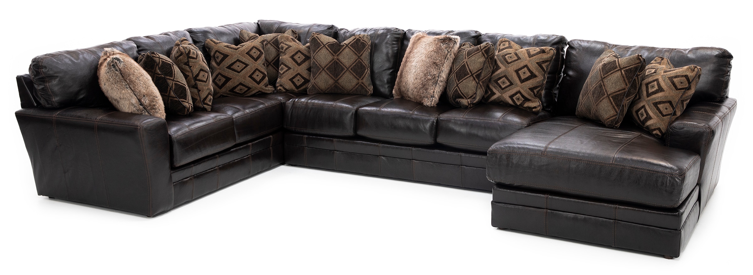 Camden 3-Pc. Leather Sectional with Chaise - Large | Steinhafels