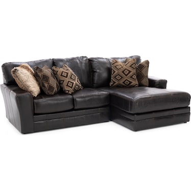 Camden 2-Pc. Leather Sectional with Right Arm Facing Chaise in Chocolate