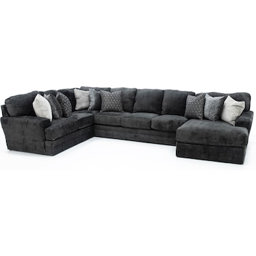 Snuggler Smoke 3-Pc. Sectional with Right Chaise in Smoke
