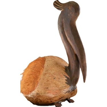 Coconut Pelican Sculpture 8"W x 16"H