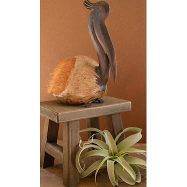 Coconut Pelican Sculpture 8"W x 16"H