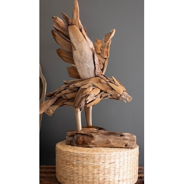 Teak Wood Eagle On Base 24"W x 30"H