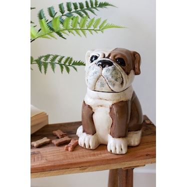Ceramic Bulldog Canister 7.5"W x 10"H