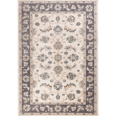 Avery Ivory/Grey Mahal Area Rug 5'3"W x 7'7"L