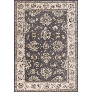 Avery Grey/Ivory Kashan Area Rug 5'3"W x 7'7"L
