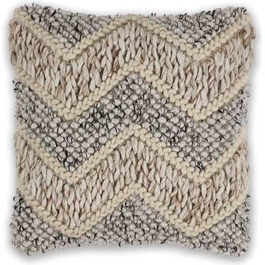 Beige and Grey Elements Wool Poly Pillow 18"W x 18"H