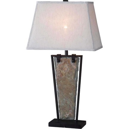 Slate and Metal Table Lamp 30"H