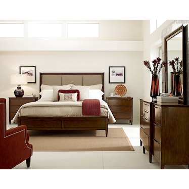 Elise King Upholstered Shelter Bed
