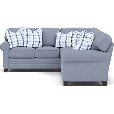 King Hickory Bentley 2-Pc. Sectional Right-Facing in Uprise Indigo with Jazz Twilight Pillows
