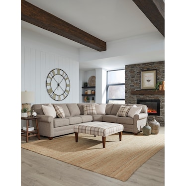 Bentley 3-Pc. Sock Arm Sectional In Taupe In Blakely/Taupe In Left-Facing