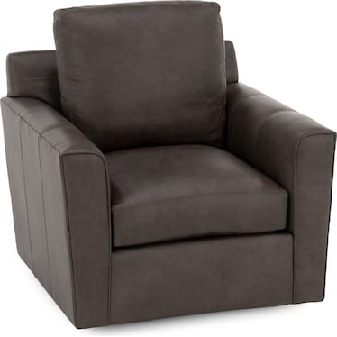 Darby Leather Flare Arm Swivel Chair
