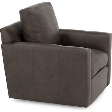 Darby Leather Flare Arm Swivel Chair
