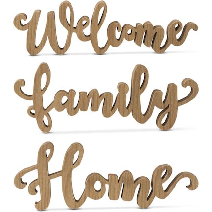 Assorted Wood Word Sign Each 14"W x 5"H