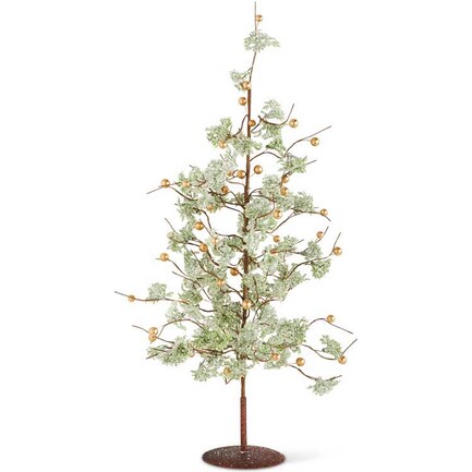 Green Glitter Tree with Gold Beads 24"H