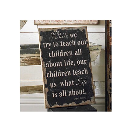 While We Try to Teach Burlap Sign 16"W x 24"H