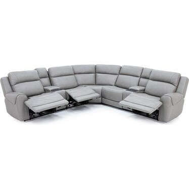 Faye Leather 7-Pc. Fully Loaded Wall Saver Reclining Modular with Heat and Massage
