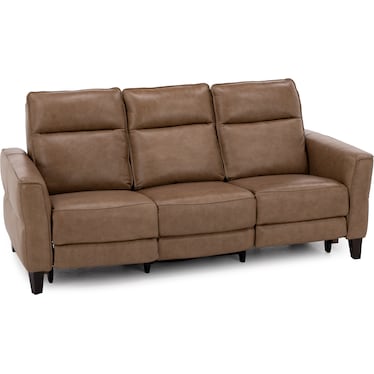 New York Leather Power Headrest Reclining Sofa