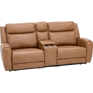 Silverado 3-Pc. Leather Power Headrest Reclining Console Loveseat