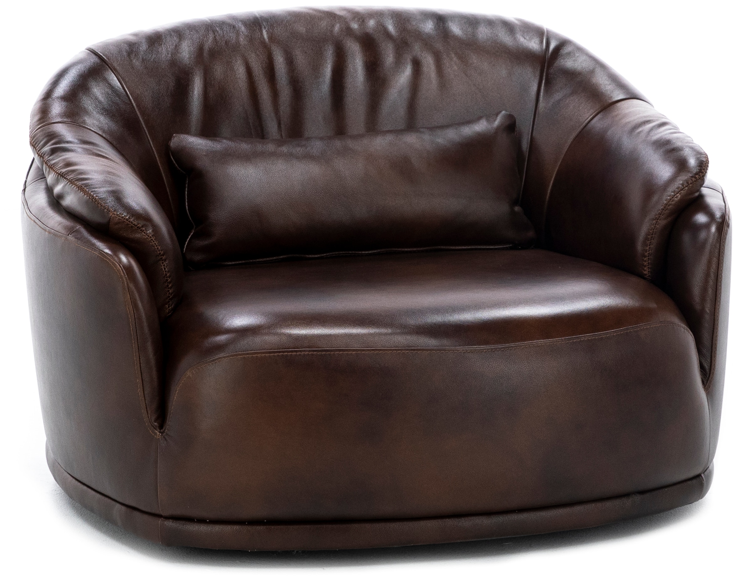 Kuka brown aniline leather swivel accent chair