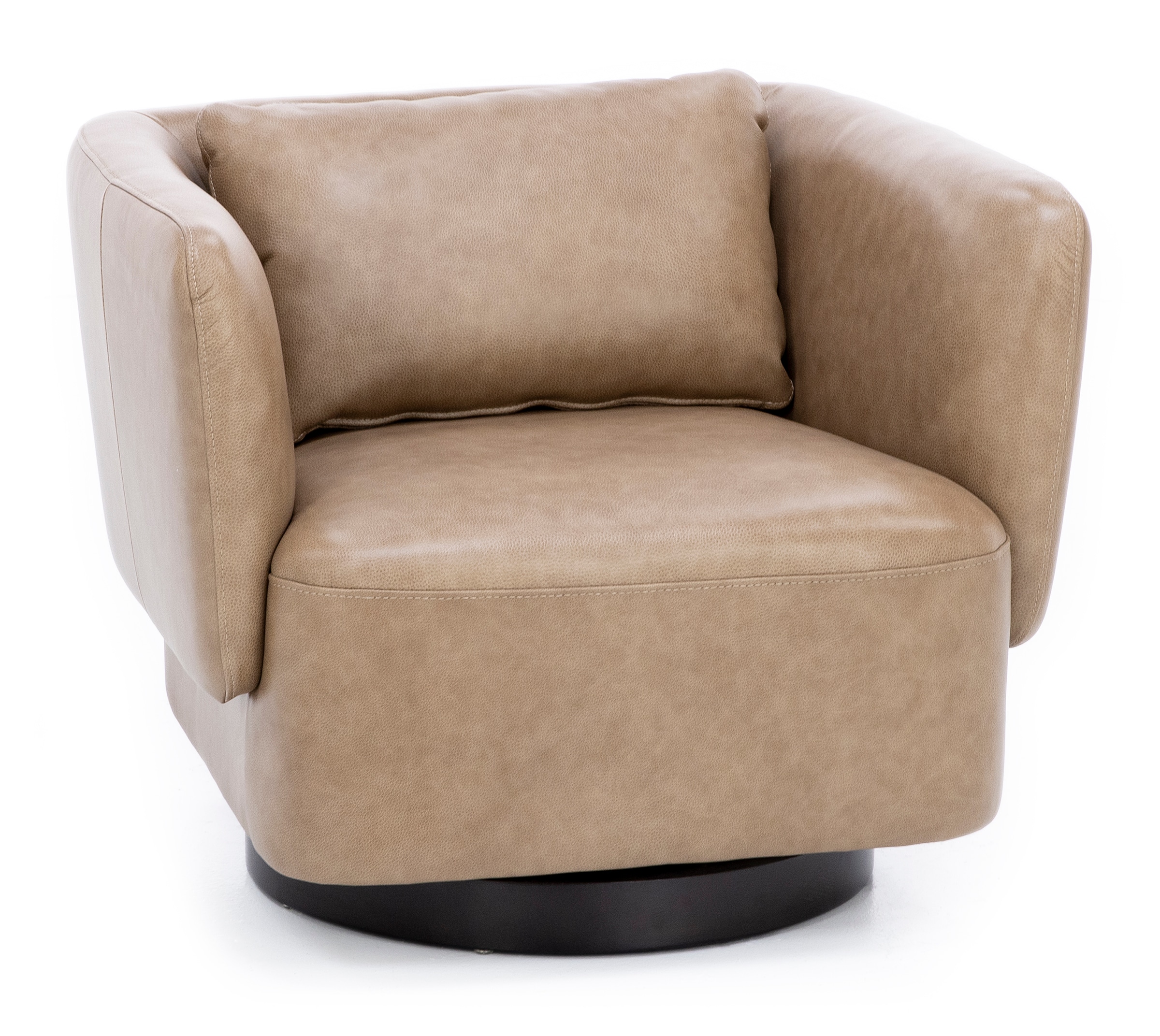 Kuka brown aniline leather swivel accent chair