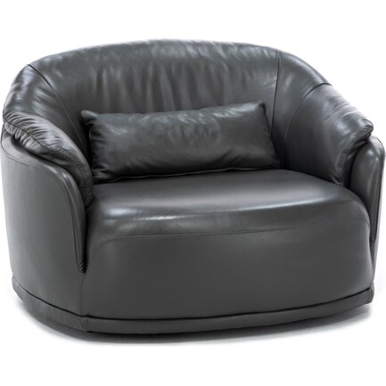 Kelly Leather Swivel Chair in Grey