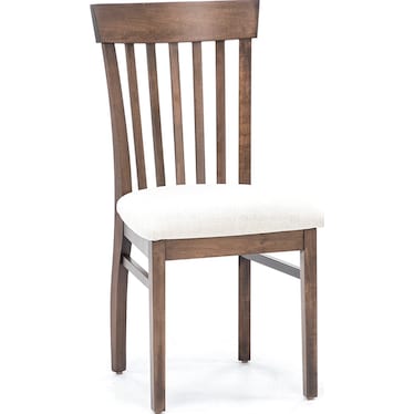 Venice Slat Back Upholstered Side Chair in Walnut