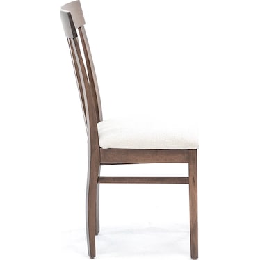 Venice Slat Back Upholstered Side Chair in Walnut