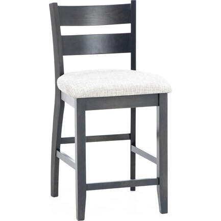 Lillian Ladder Back Upholstered Counter Stool in Mineral Ivory