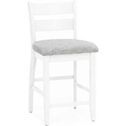 Lillian Ladder Back Upholstered Counter Stool in Mineral Ivory