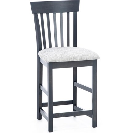 Venice Slat Back Upholstered Counter Stool in Mineral Ivory