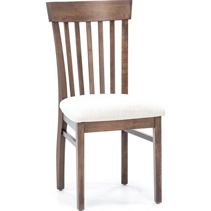 Venice Slat Back Upholstered Side Chair in Almond
