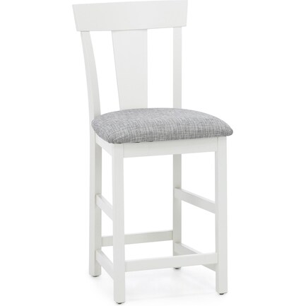 Laker T-Back Upholstered Counter Stool in Mineral Ivory