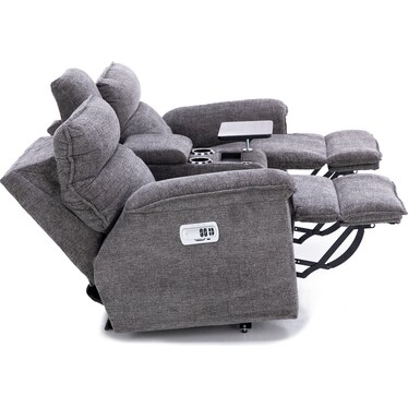 Jay Power Headrest Reclining Console Loveseat With Dual Wireless Remotes