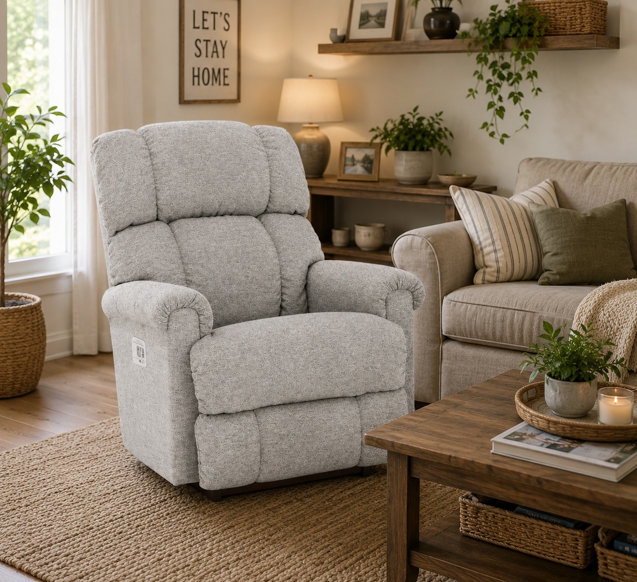 Pinnacle Power Headrest Rocker Recliner with Wireless Remote