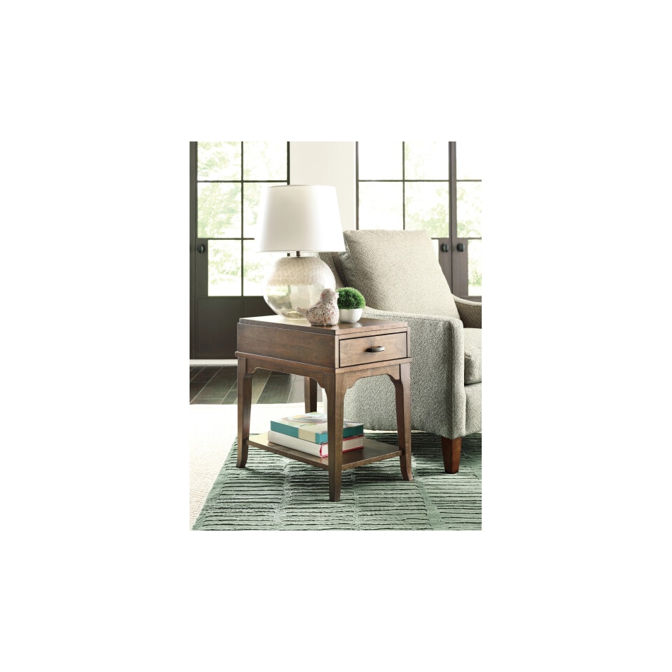 laza brown chairside table nic  