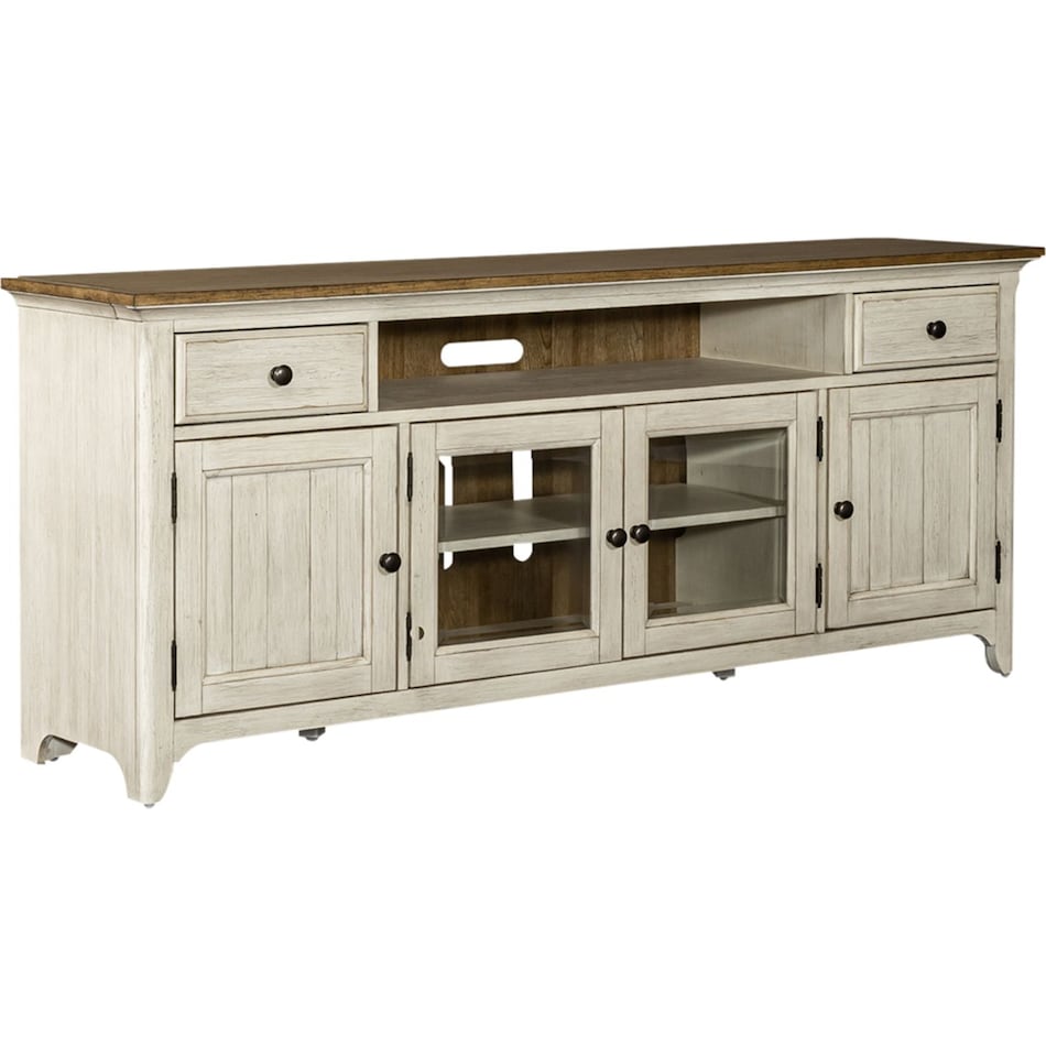 lbtx antique white w  chestnut top console   