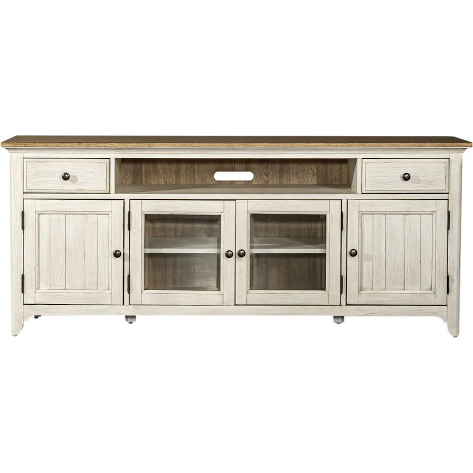 lbtx antique white w  chestnut top console   